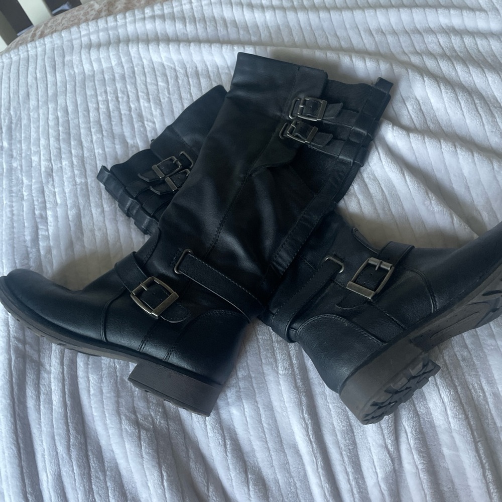 BareTraps Black Moto Boots with Buckles